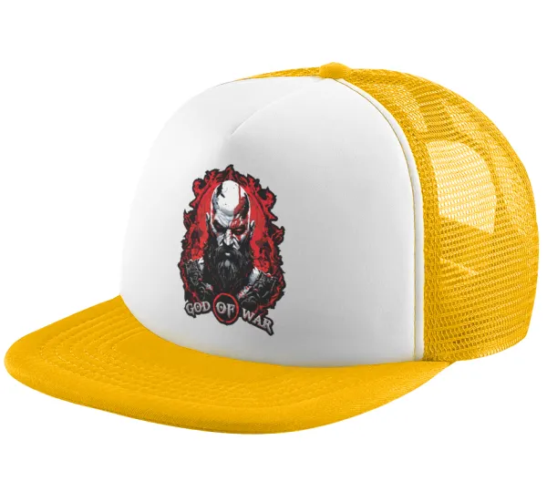 God of war — Καπέλο Ενηλίκων Soft Trucker με Δίχτυ Κίτρινο/White (POLYESTER, ΕΝΗΛΙΚΩΝ, UNISEX, ONE SIZE)