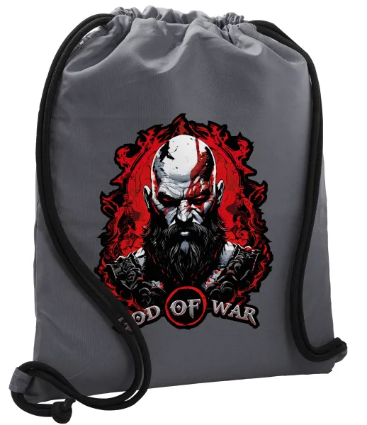God of war — Τσάντα πλάτης πουγκί GYMBAG ΓΚΡΙ, με τσέπη (40x48cm) & χονδρά κορδόνια