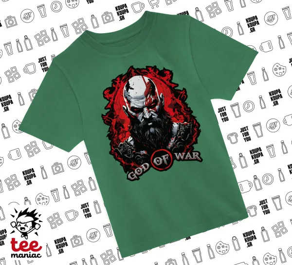 God of war — GREEN childrens T-Shirt made of 100% cotton, for every day. Vegan & OEKO-TEX certified.