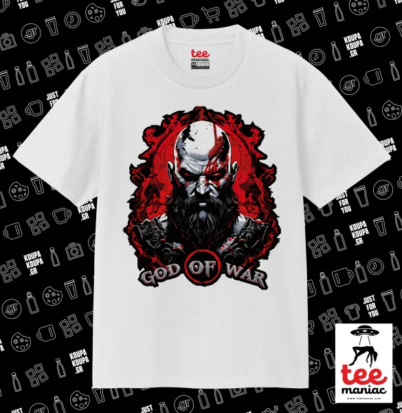 God of war — ΛΕΥΚΟ Κλασικό T-Shirt, διπλής ραφής, χωρίς πλευρικές ραφές από 100% βαμβάκι. Vegan & OEKO-TEX πιστοποιημένο.