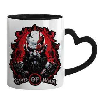 God of war, Κούπα καρδιά χερούλι μαύρη, κεραμική, 330ml
