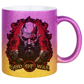 God of war, Κούπα Χρυσή/Ροζ Glitter, κεραμική, 330ml