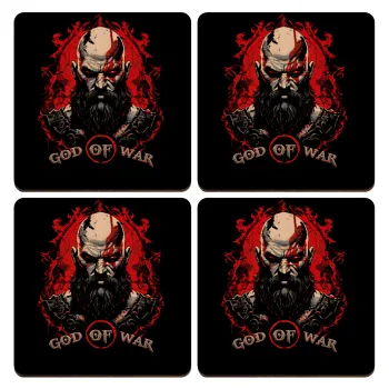 God of war, ΣΕΤ x4 Σουβέρ ξύλινα τετράγωνα plywood (9cm)