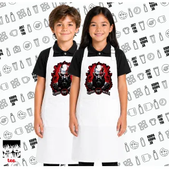 God of war, Λευκή ΠΑΙΔΙΚΗ Ποδιά μακριά Σεφ ολόσωμη με τσέπες