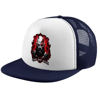 God of war, Adult Soft Trucker Hat with Dark Blue/White Mesh (POLYESTER, ADULT, UNISEX, ONE SIZE)