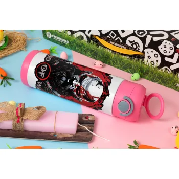 God of war, Easter candle, Childrens hot water bottle, stainless steel, with safety straw, PINK (500ml)