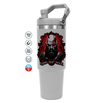 God of war, ΓΚΡΙ χρώματος Θερμός Ανοξείδωτο 890ml (30oz) με χερούλι