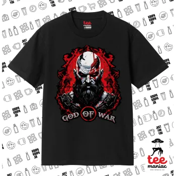 God of war, Κλασικό T-Shirt, διπλής ραφής, χωρίς πλευρικές ραφές ΜΑΥΡΟ από 100% βαμβάκι. Vegan & OEKO-TEX πιστοποιημένο.
