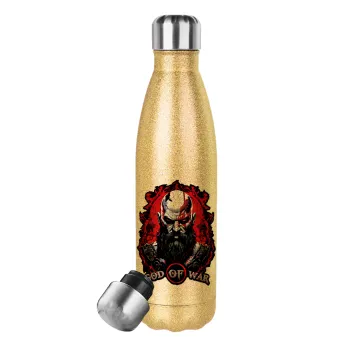 God of war, Glitter gold stainless steel thermos bottle, double-walled, 500ml