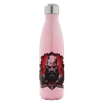 God of war, Metal mug thermos Pink Iridiscent (Stainless steel), double wall, 500ml