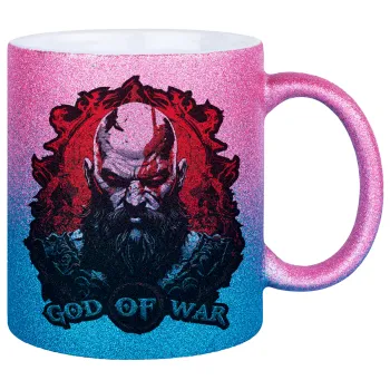 God of war, Κούπα Χρυσή/Μπλε Glitter, κεραμική, 330ml