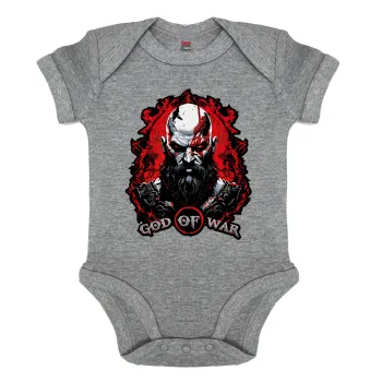 God of war, Βρεφικό φορμάκι μωρού, 0-18 μηνών, ΓΚΡΙ ΜΕΛΑΝΖΕ, 100% Organic Cotton, κοντομάνικο