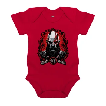 God of war, Βρεφικό φορμάκι μωρού, ΚΟΚΚΙΝΟ, 100% Organic Cotton, κοντομάνικο