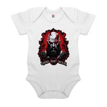 God of war, Βρεφικό φορμάκι μωρού, 0-24 μηνών, ΛΕΥΚΟ, 100% Organic Cotton, κοντομάνικο