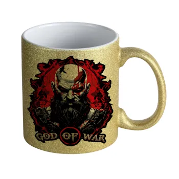 God of war, Κούπα Χρυσή Glitter που γυαλίζει, κεραμική, 330ml