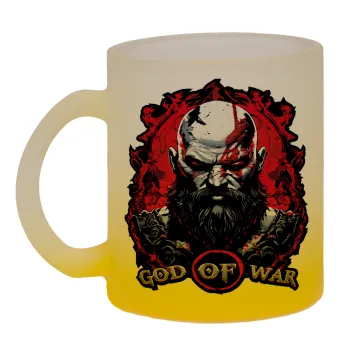 God of war, Κούπα γυάλινη δίχρωμη με βάση το κίτρινο ματ, 330ml
