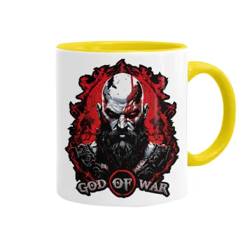 God of war, Κούπα χρωματιστή κίτρινη, κεραμική, 330ml