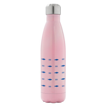 Ψαράκια, Μεταλλικό παγούρι θερμός Ροζ Ιριδίζον (Stainless steel), διπλού τοιχώματος, 500ml