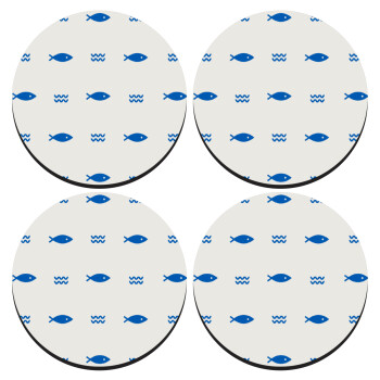 Fishing, SET of 4 round wooden coasters (9cm)