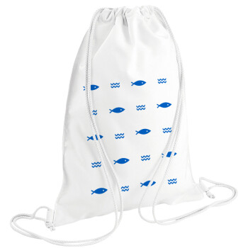 Ψαράκια, Τσάντα πλάτης πουγκί GYMBAG λευκή (28x40cm)