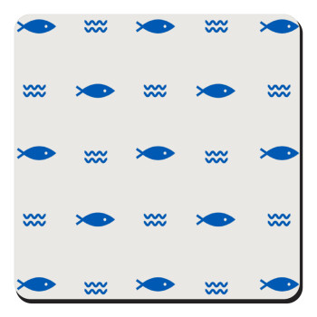 Fishing, Τετράγωνο μαγνητάκι ξύλινο 9x9cm