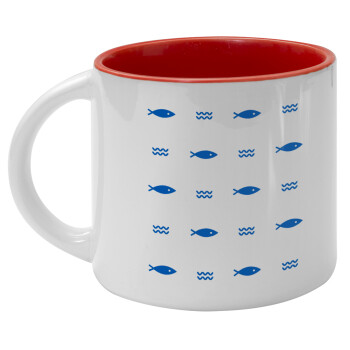 Fishing, Κούπα κεραμική 400ml Λευκή/Κόκκινη