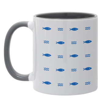 Fishing, Mug colored grey, ceramic, 330ml