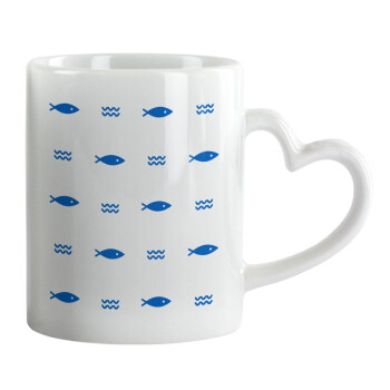 Fishing, Mug heart handle, ceramic, 330ml