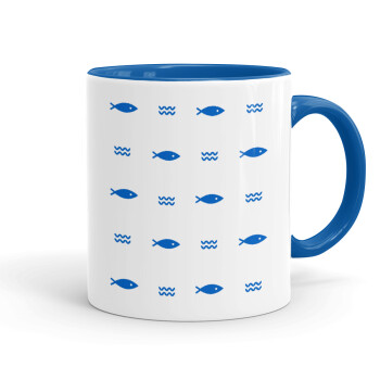 Fishing, Mug colored blue, ceramic, 330ml