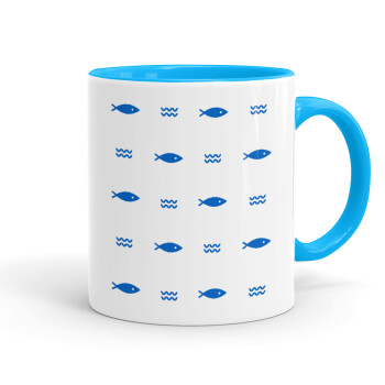 Fishing, Mug colored light blue, ceramic, 330ml