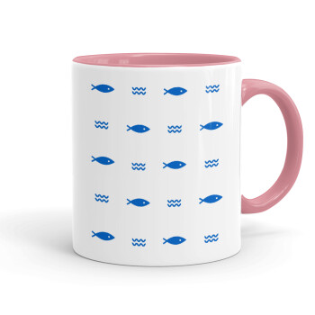 Fishing, Mug colored pink, ceramic, 330ml