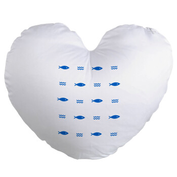 Fishing, Μαξιλάρι καναπέ καρδιά 40x40cm περιέχεται το  γέμισμα