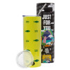 Neon Yellow Travel Tumbler, with metal straw (Stainless steel 304 Food grade, BPA free, 600ml)