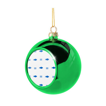 Fishing, Green Christmas tree ornament ball 8cm