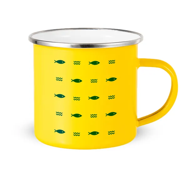 Fishing — Yellow Enamel Metallic Cup 360ml