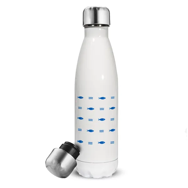 Ψαράκια — Μεταλλικό παγούρι θερμός Λευκό (Stainless steel), διπλού τοιχώματος, 500ml
