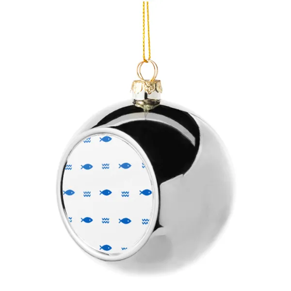 Fishing — Silver 8cm Christmas tree ball ornament