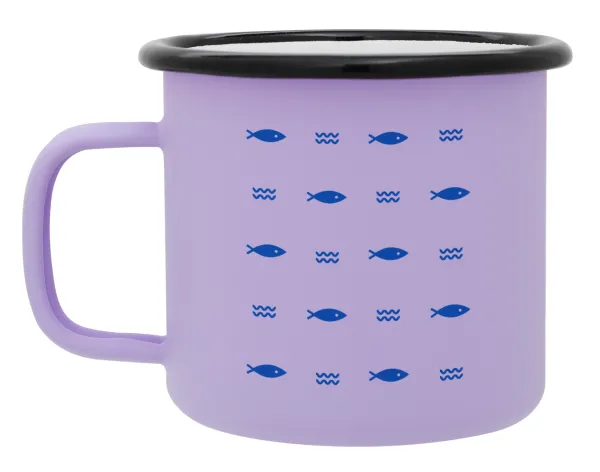 Fishing — Metal enamel mug, matte light pastel purple, 360ml