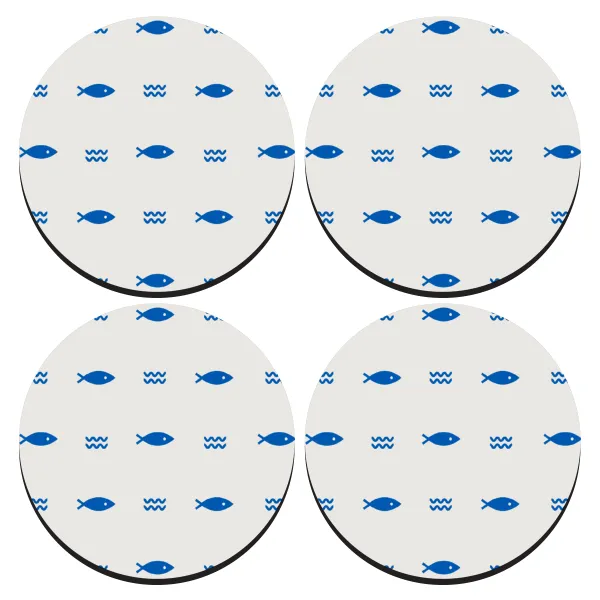 Fishing — SET of 4 round wooden coasters (9cm)