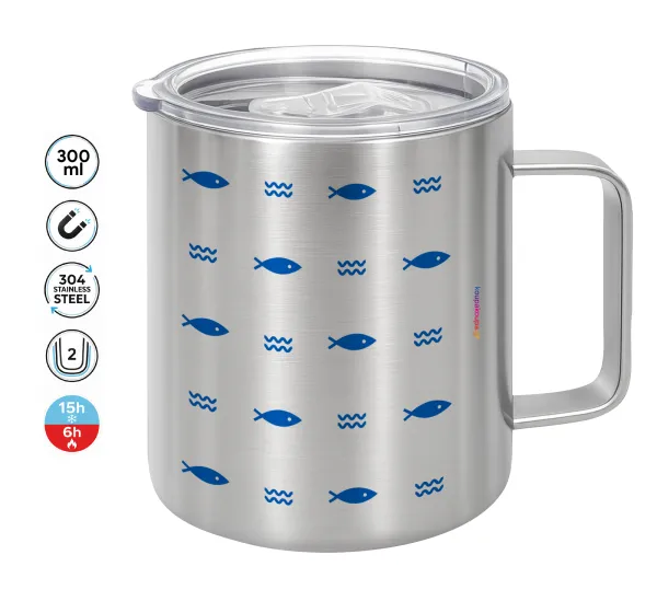 Fishing — Double-walled stainless steel mug 300ml with temperature-retaining lid