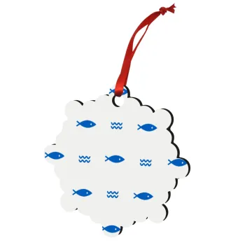 Ψαράκια, Στολίδι Χριστουγεννιάτικο στολίδι snowflake ξύλινο 7.5cm