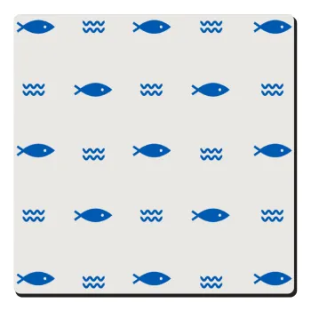 Fishing, Τετράγωνο μαγνητάκι ξύλινο 6x6cm