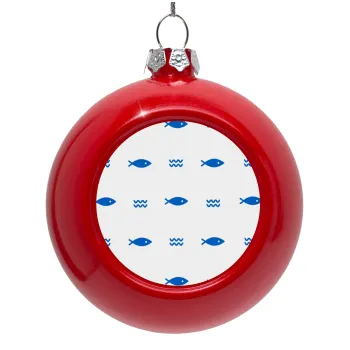 Fishing, Red Christmas tree ornament bauble 8cm