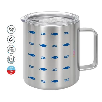 Fishing, Mug Stainless steel double wall 300ml