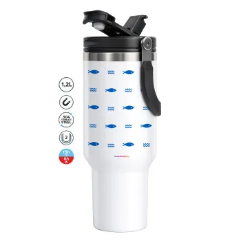 Fishing, Mega Stainless steel Tumbler with lid, double wall 1,2L