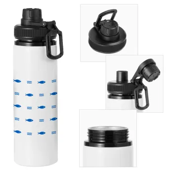 Fishing, Metal water bottle with safety cap, aluminum 850ml