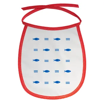 Ψαράκια, Σαλιάρα μωρού αλέκιαστη με κορδόνι Κόκκινη