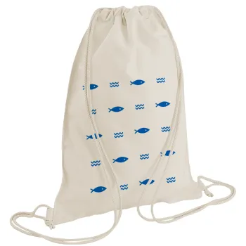 Ψαράκια, Τσάντα πλάτης πουγκί GYMBAG natural (28x40cm)