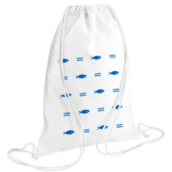Ψαράκια, Τσάντα πλάτης πουγκί GYMBAG λευκή (28x40cm)