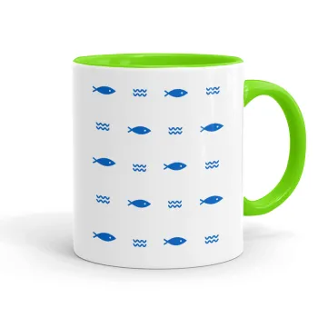 Fishing, Mug colored light green, ceramic, 330ml
